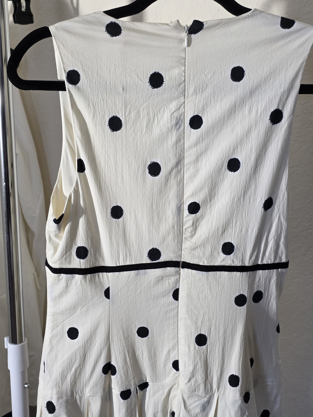 Avec Les Filles White Midi Dress Black Polka Dots Fit&flare Cotton Size 8 - Picture 8 of 12